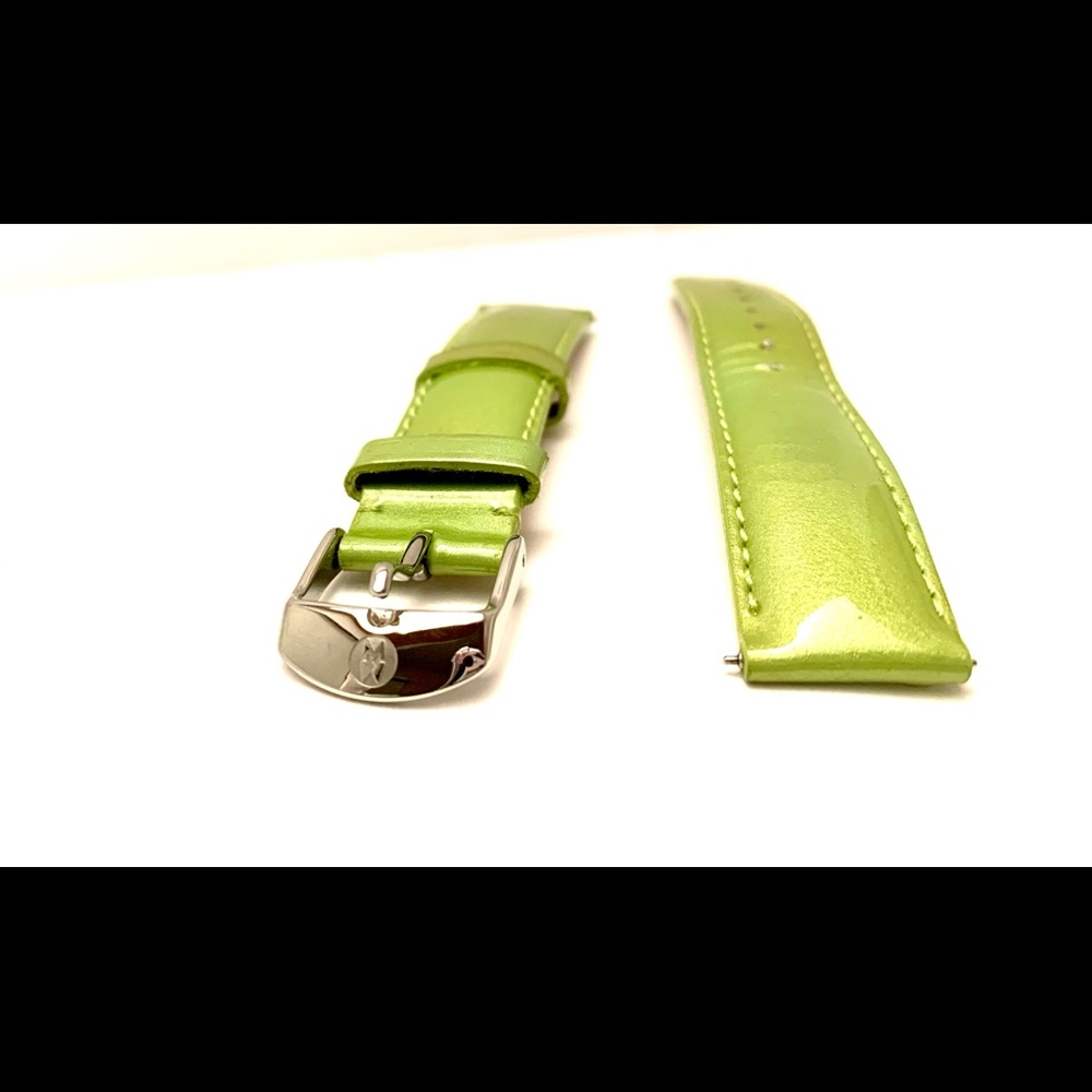 Michele Lime Green Leather Watch Band 18 mm